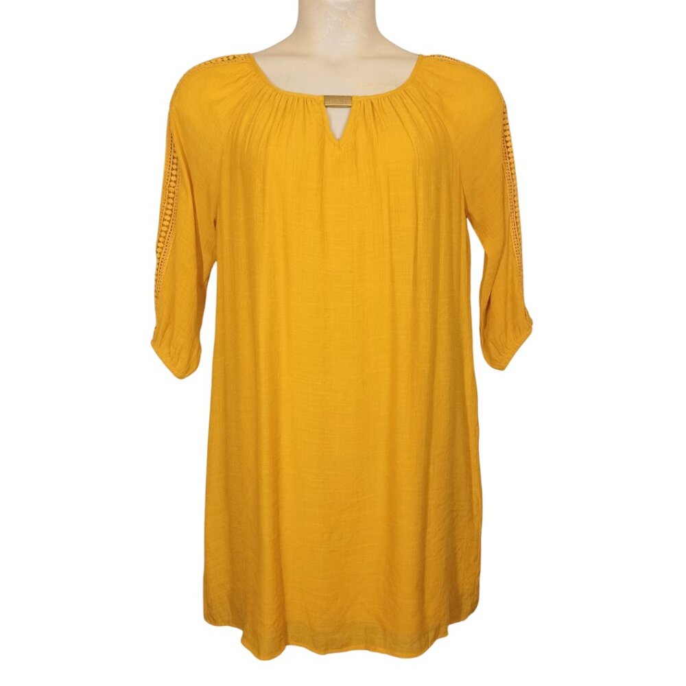 INDIGO ROSE Mini Dress Crochet Shift Tunic Boho Dress PLarge